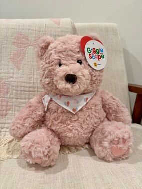 *NWT Pink Plush Teddy Bear with Bandana, 7.5 inch